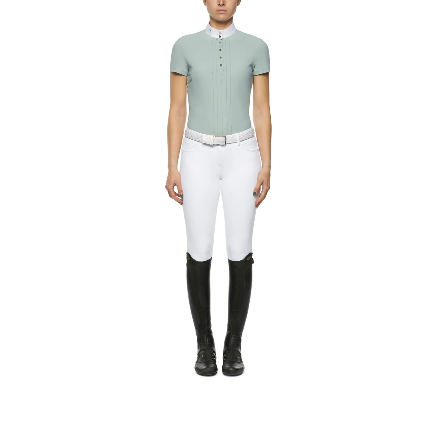 Cavalleria Toscana Women's Pleated Jersey Short-Sleeve Competition Polo Shirt - Image 4