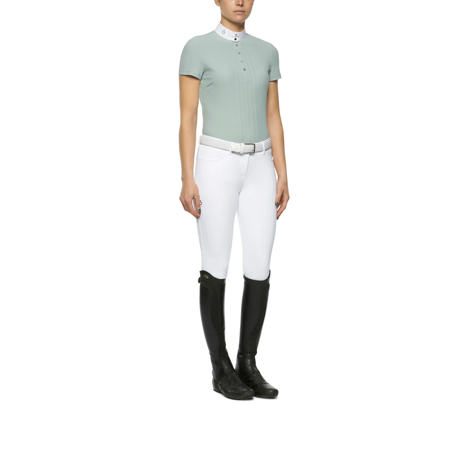 Cavalleria Toscana Women's Pleated Jersey Short-Sleeve Competition Polo Shirt - Image 5