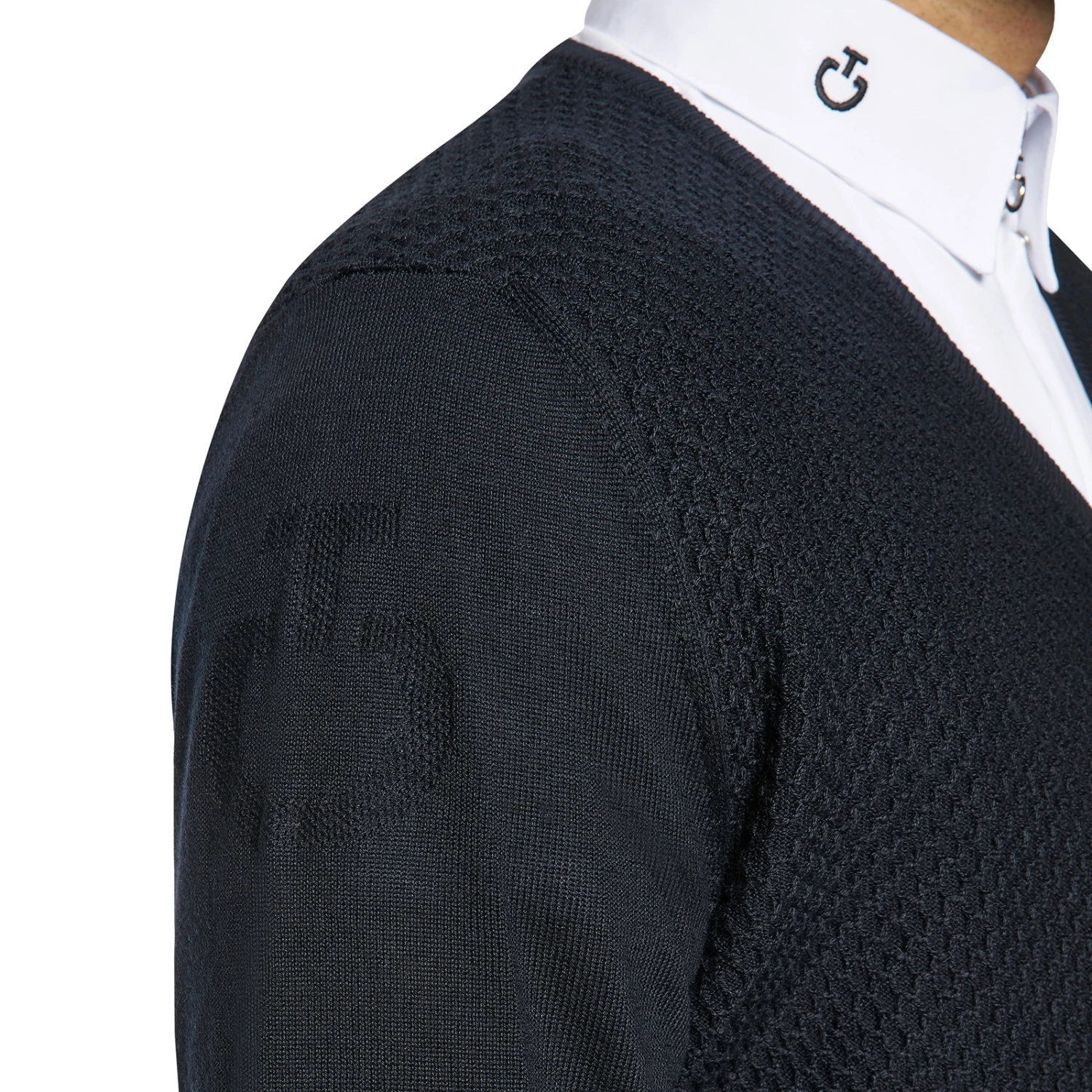 Cavalleria Toscana Men's Wool Knit Honeycomb V-Neck Sweater - Image 4