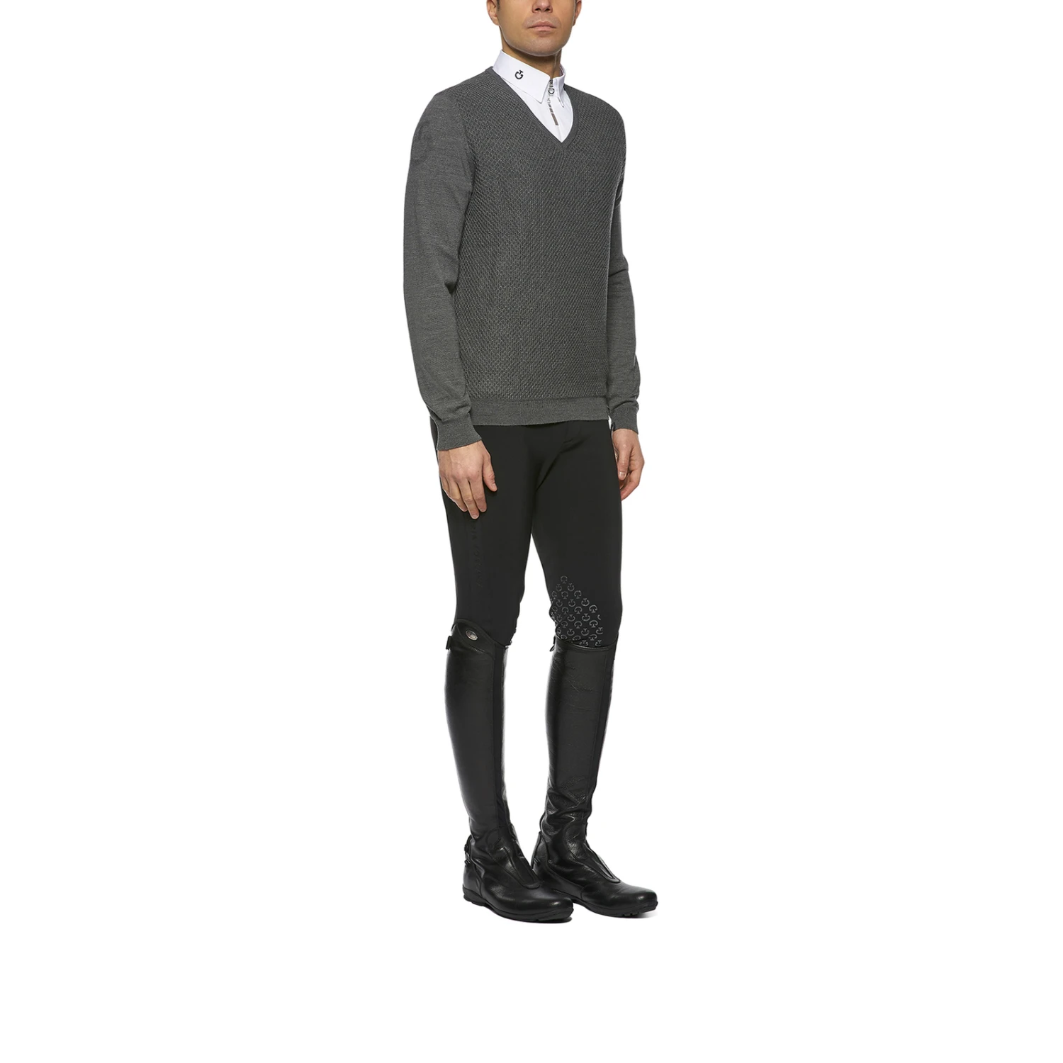 Cavalleria Toscana Men's Wool Knit Honeycomb V-Neck Sweater - Image 7