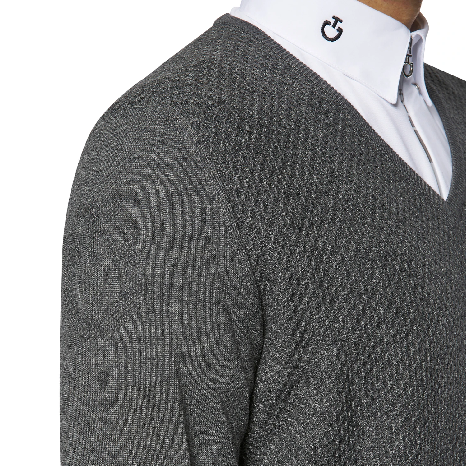 Cavalleria Toscana Men's Wool Knit Honeycomb V-Neck Sweater - Image 9