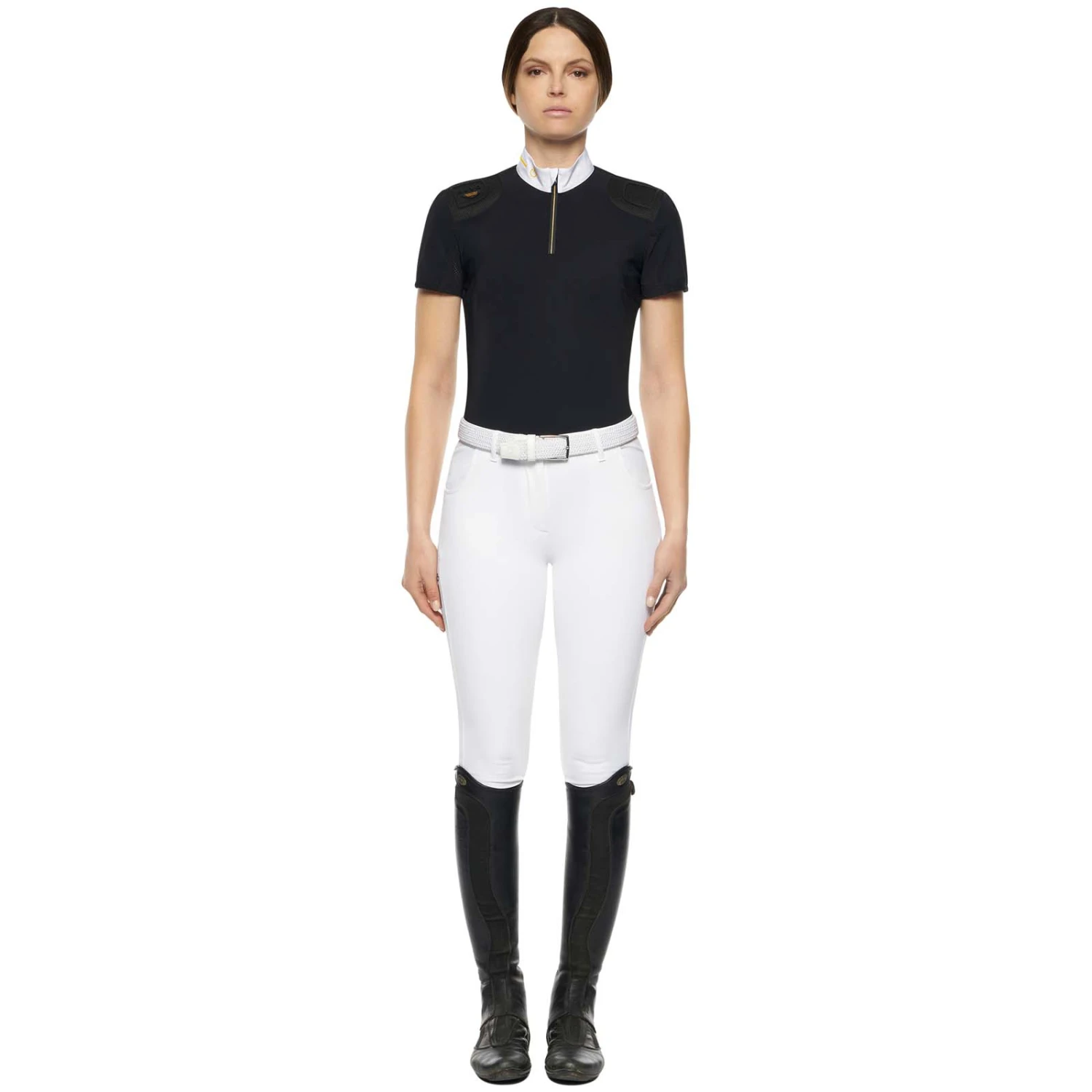 Cavalleria Toscana R-Evo Epaulet Shortsleeve Zip Polo - Image 3