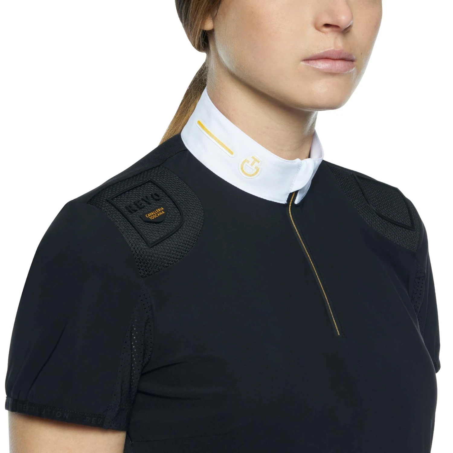 Cavalleria Toscana R-Evo Epaulet Shortsleeve Zip Polo - Image 5