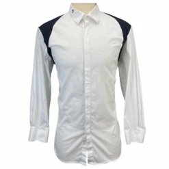 Cavalleria Toscana Button-Down Long Sleeve Shirt In White/Navy Accents - Men's IT 44 (US 34)