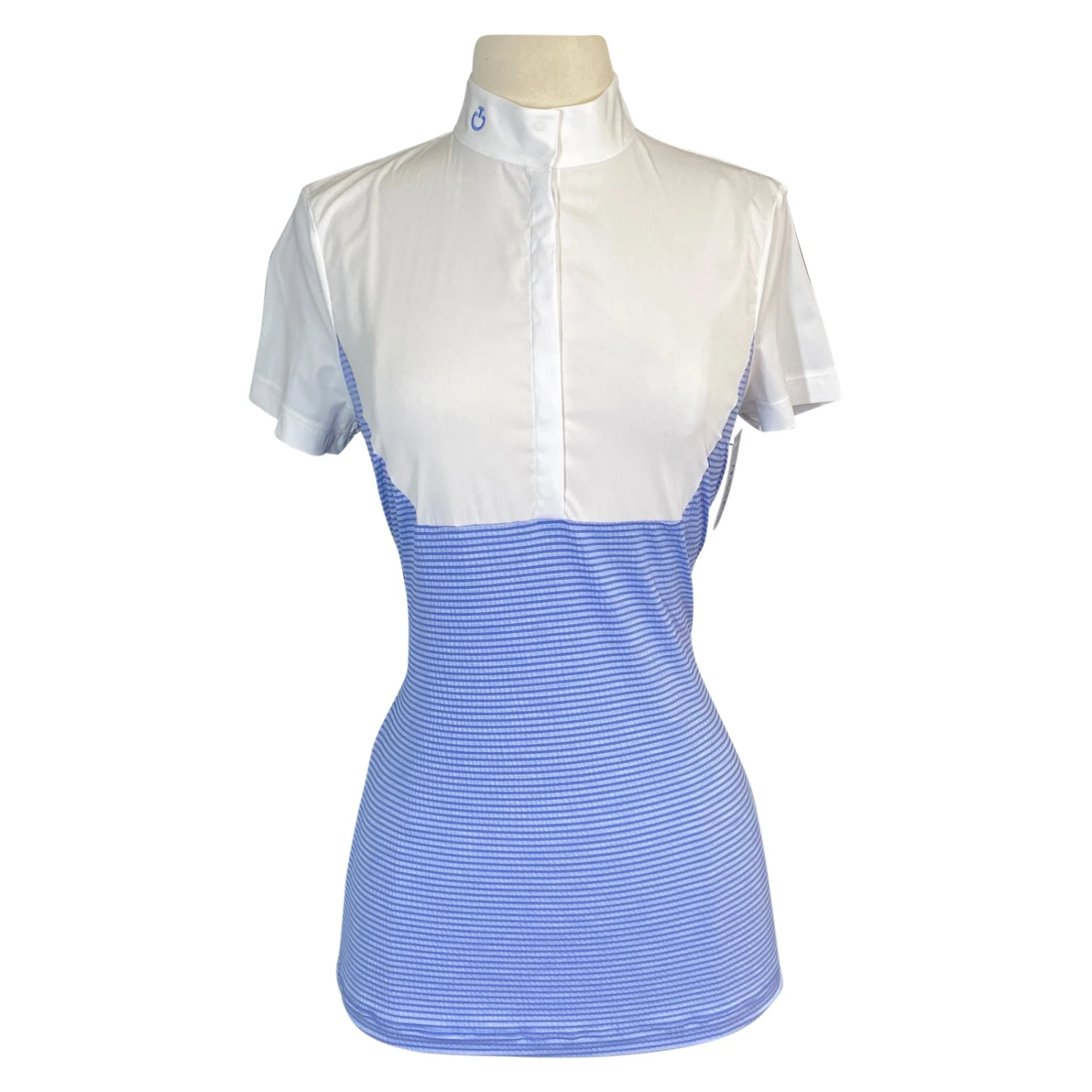 Cavalleria Toscana Seersucker Show Shirt In Powder Blue - Women's Small