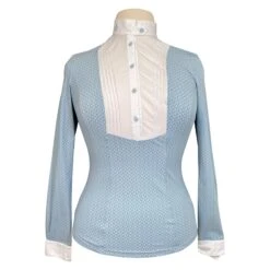 Cavalleria Toscana Pleated Bib Show Shirt In Blue Pinwheel - Women's Large