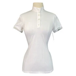 Cavalleria Toscana Perforated Show Shirt In White/Sage - Women's XS