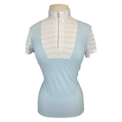 Cavalleria Toscana Sheer Stripe Competition Polo In Light Blue/White - Women's Large