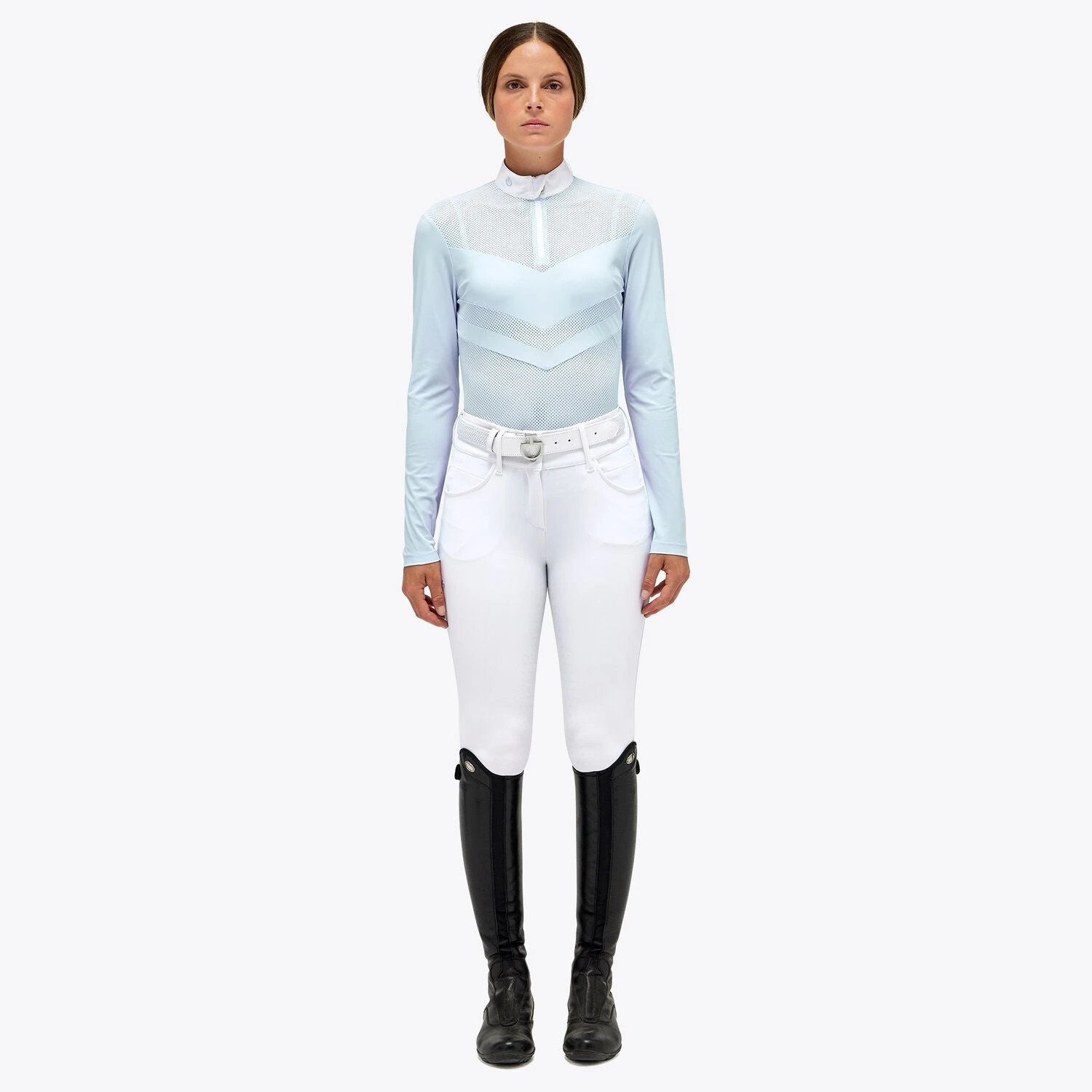 Cavalleria Toscana Perforated Jersey Zip Competition Polo - POD339 - Image 3