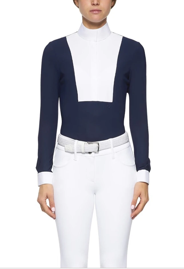 Cavalleria Toscana Long Sleeve Competition Shirt With Poplin Bib - CAD191