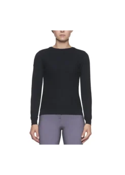 MAD102 Cavalleria Toscana Women’s Wool Knit Honeycomb Crew Neck Sweater