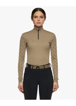 POD221 Cavalleria Toscana Flocked Mini CT Jersey Fleece Turtleneck Zip Polo