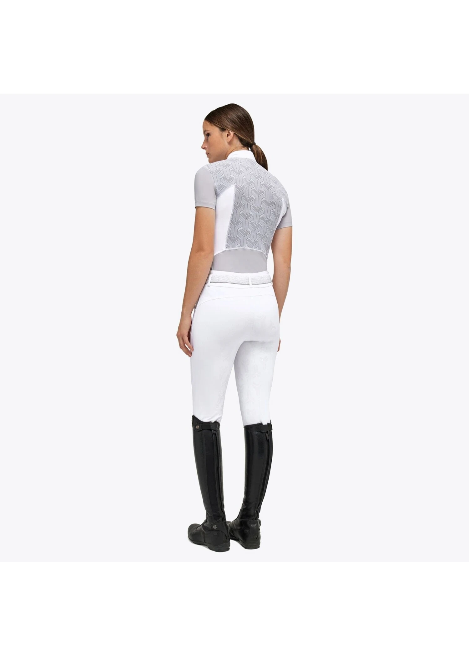 Cavalleria Toscana POD348 CT Revo S/S Jersey Competition Zip Polo W/ Tech Knit Back - Image 2