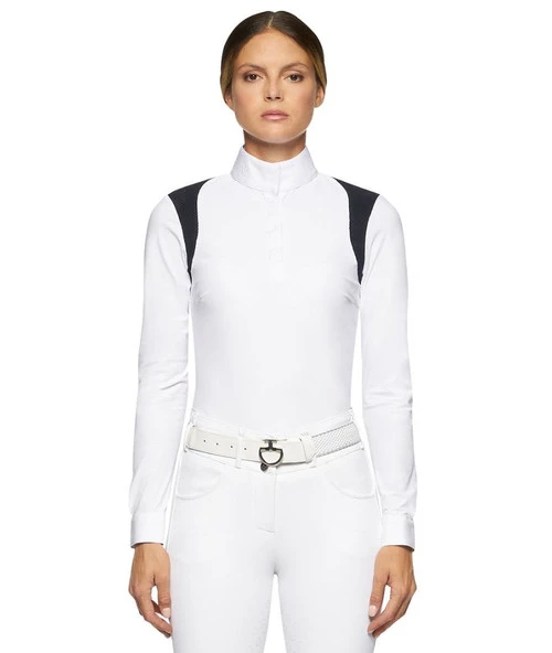 Cavalleria Toscana Perforated Insert Shirt Long Sleeve